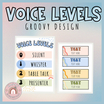 Preview of Groovy Voice Noise Level display | INSTANT DOWNLOAD | EDITABLE Classroom Teacher
