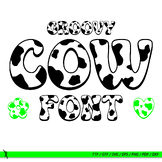 Groovy cow font, ttf, otf, eps, png, dxf, pdf, svg for cri