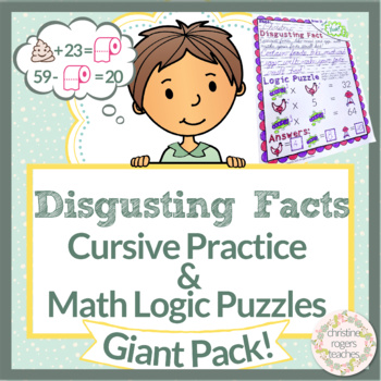 Preview of Gross Cursive and Math Logic Puzzles, Morning Work and Fast Finishers