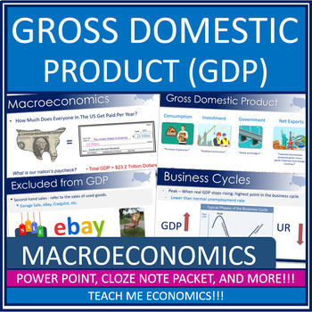 Preview of Gross Domestic Product GDP Powerpoint Cloze Notes Economics Bundle + Google
