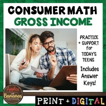 Preview of Gross Income - Consumer Math (Notes, Activities, Quiz, Presentation, Project)