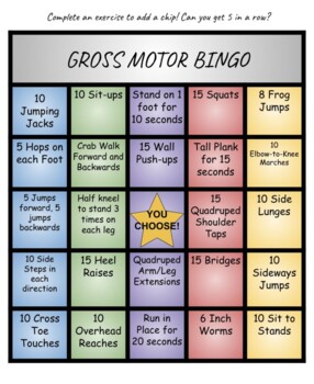 Preview of Gross Motor Bingo: PDF -  BOARD ONLY