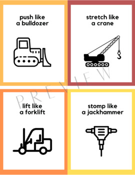 Preview of Construction Gross Motor Cards for Preschoolers & Pre-k