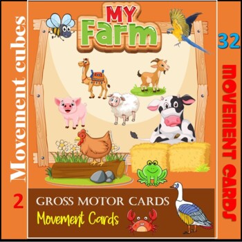 Preview of Gross Motor Cards Farm Animal movement cards Kid action card Game