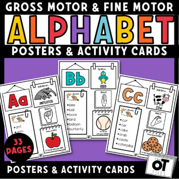 Preview of Gross Motor Fine Motor Alphabet Posters & Activity Cards