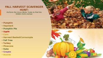 Preview of Gross Motor Game: Fall/Harvest Scavenger Hunt