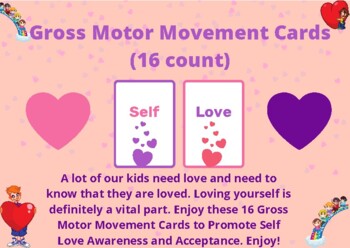 Preview of Gross Motor Self Love: 16 Movement Cards/Flashcards-Valentine's Day