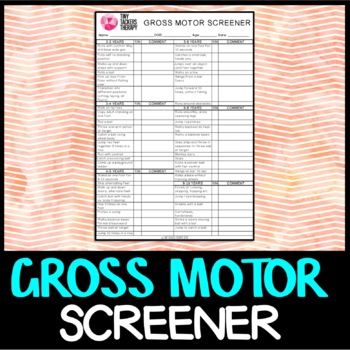 Preview of Gross Motor Skill Screener/Assessment Occupational Therapy