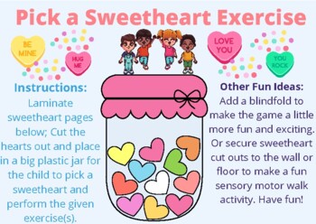 Preview of Gross Motor Sweetheart Exercise Game/Activity/Valentine's Day/PT, OT, SLP