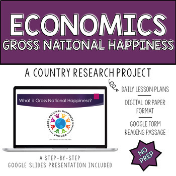 Preview of Country Research Project | Gross National Happiness | Economics | Geography