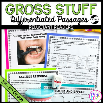 Preview of Gross Stuff Differentiated Reading Comprehension Passages, Questions, Worksheets