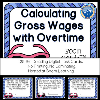 Preview of Gross Wages with Overtime Boom Cards--Digital Task Cards