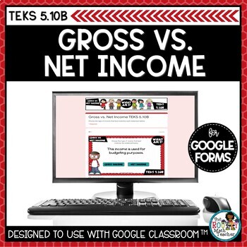 Preview of Gross and Net Income Financial Literacy | Digital Task Cards