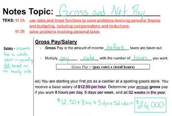 Preview of Gross and Net Pay Lesson and Worksheet