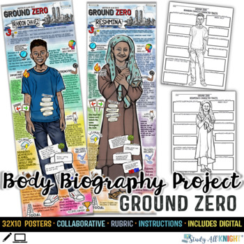 Preview of Ground Zero, by Alan Gratz, Body Biography Project Bundle, Character Analysis