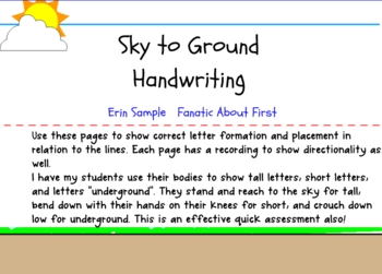 Preview of Ground to Sky Letters for Handwriting on the Smart Board
