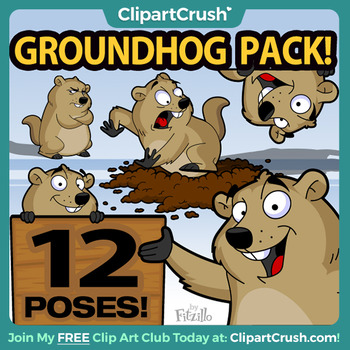 Preview of Groundhog Clipart Bundle / Cartoon Groundhog Day Clip Art Set!