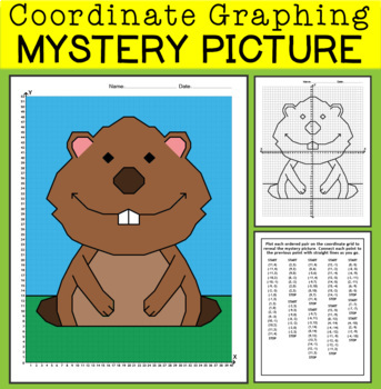 Preview of Groundhog Coordinate Graphing Picture - Groundhog Day Math