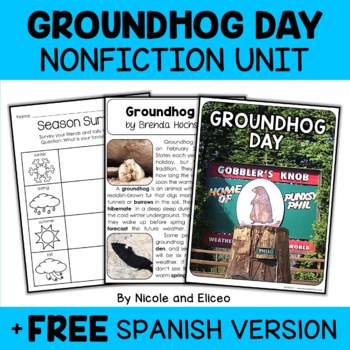 Preview of Groundhog Day Activities Nonfiction Unit + FREE Spanish