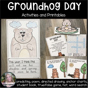 Preview of Groundhog Day Activity Bundle - Prediction - Directed Drawing - Math - Writing