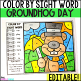 Groundhog Day Activity, Color By Code Sight Words Editable