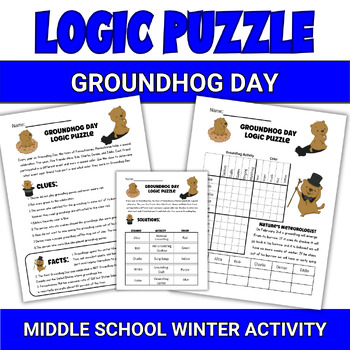 Preview of Groundhog Day Activities, Middle School Logic Puzzles, FREE Word Search & Maze