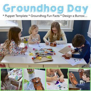 Preview of Groundhog Day Activities | Puppet Craft, Fun Facts, and Worksheets