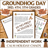 Groundhog Day Activities Puzzles 3rd, 4th, 5th Grades Sub 