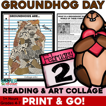 Preview of Groundhog Day Activities Reading Passages and Art No Prep Packet and Worksheets