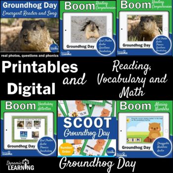 Preview of Groundhog Day Reading and Math Kindergarten and First Grade