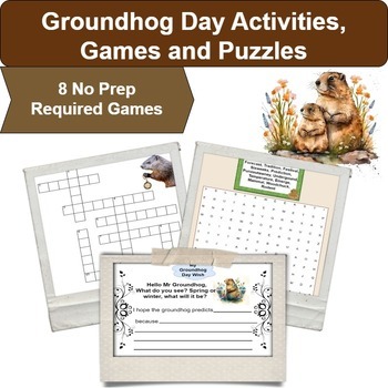 Preview of Groundhog Day Activities and Puzzles: 8 Games (No Prep) Digital Resources: 