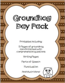 Preview of Groundhog Day  Pack -Reading Comprehension, Writing, and Grammar