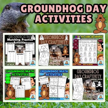 Preview of Groundhog Day craftivity Bundle | crafts | workheets | printable and digital