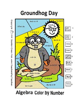 Preview of Groundhog Day Algebra Color by Number