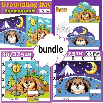 Preview of Groundhog Day Craft Bundle:Hat, Agamograph, and Collaborative Poster Activity