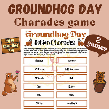 Preview of Groundhog Day Charades game brain breaks Classroom Management Activities primary
