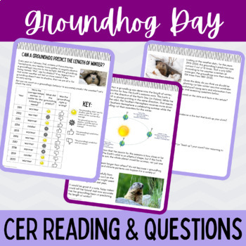 Preview of Groundhog Day Claim Evidence Reasoning CER Activity NGSS Weather and Climate