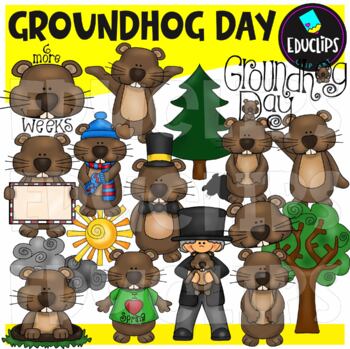 Preview of Groundhog Day Clip Art Bundle {Educlips Clipart}