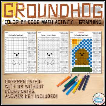Preview of Groundhog Day Color by Code Graphing Math Activity for February {Dollar Deal}
