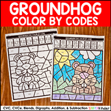 Groundhog Day Color by Code for Winter, Literacy, Math for