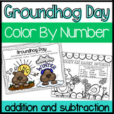 Groundhog Day Color by Number Differentiated (add subtract