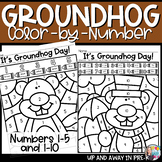 Groundhog Day Color-by-Number 1-5 and 1-10 Winter Math
