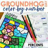 Groundhog Day Color by Number Percents Math Practice