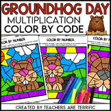 Groundhog Day Coloring Pages Color by Number Multiplicatio