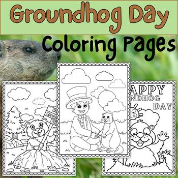 20 Groundhog Day Coloring Pages, Easel Theme, Early Finisher by