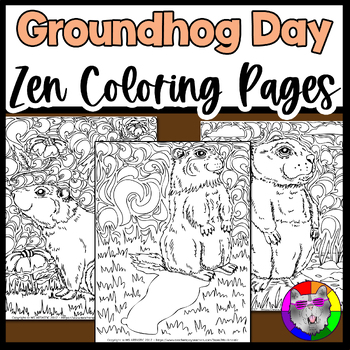 groundhog day coloring pages zen doodlesms artastic  tpt