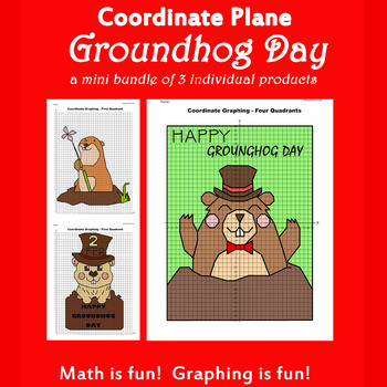 Preview of Groundhog Day Coordinate Graphing Picture: Bundle 3 in 1
