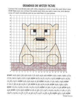 Groundhog Day Coordinate Plane Mystery Graphing Pictures BUNDLE | TpT