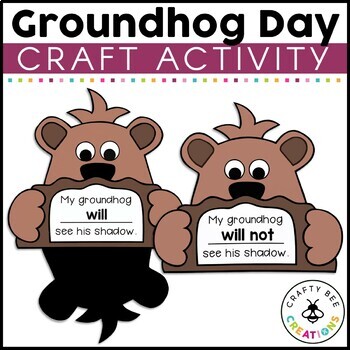 Preview of Groundhog Day Craft Activity Prediction Writing Prompt February Kindergarten