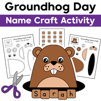 Groundhog Day Craft : Name Craft | Groundhog Day Activity | Bulletin Board